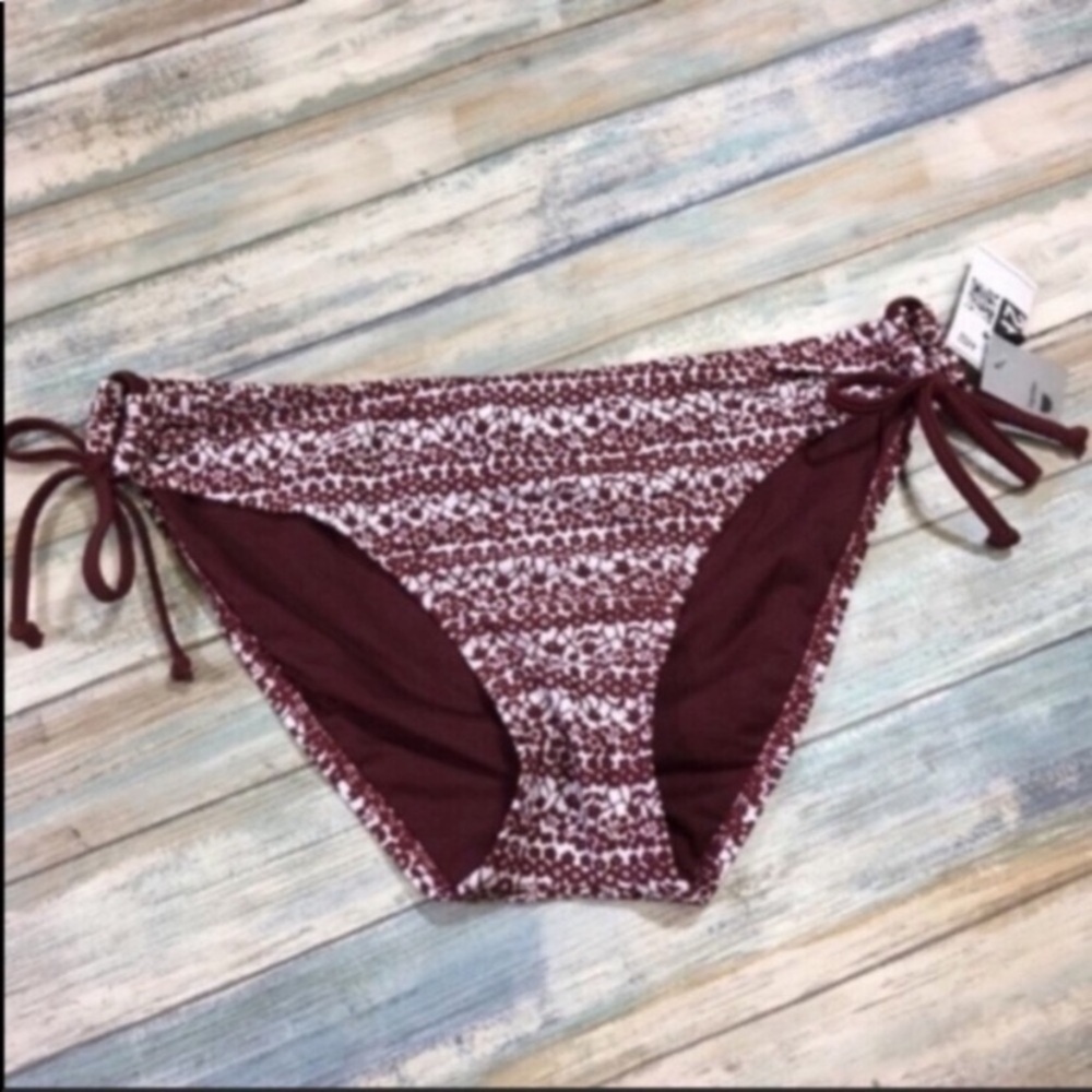 Mossimo Red White Floral Tie Side Bikini Bottoms XL Hipster Swim - Picture 2 of 5